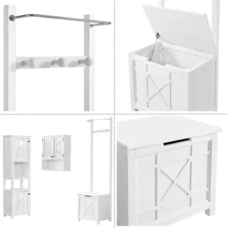 Cesto portabiancheria e portasciugamani Derby bianco - Alaterre Furniture