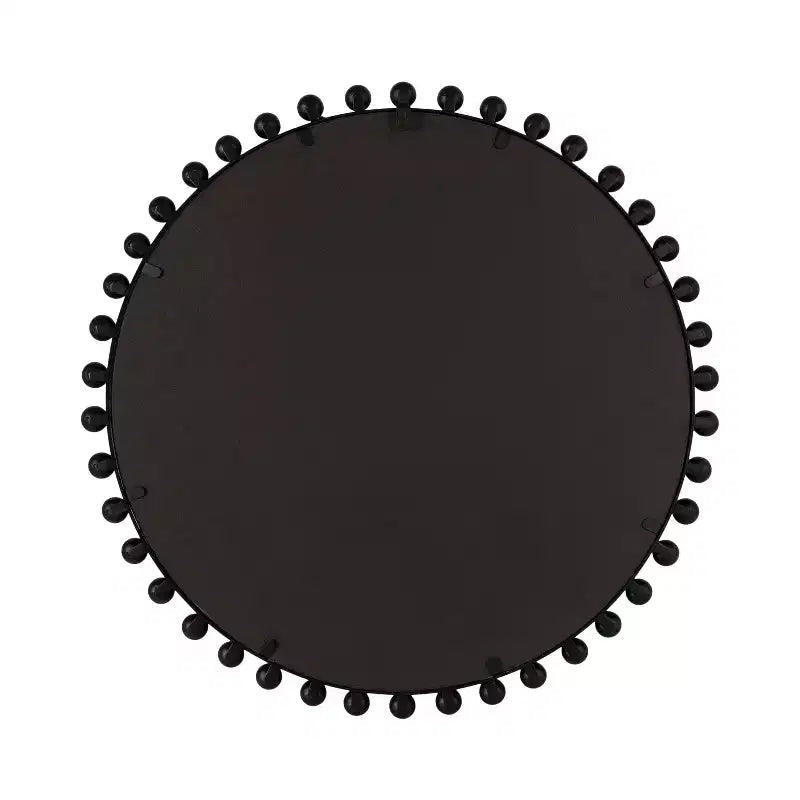 Specchio da parete tondo con perline nere da 28" e gancio a buco della serratura, finitura satinata