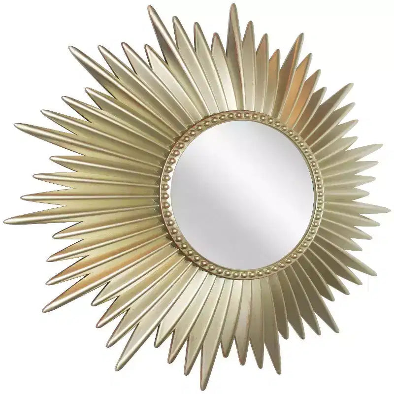 Specchio da parete a raggiera dorata da 24", cornice in plastica modellata, nessun assemblaggio richiesto