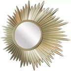 Specchio da parete a raggiera dorata da 24", cornice in plastica modellata, nessun assemblaggio richiesto