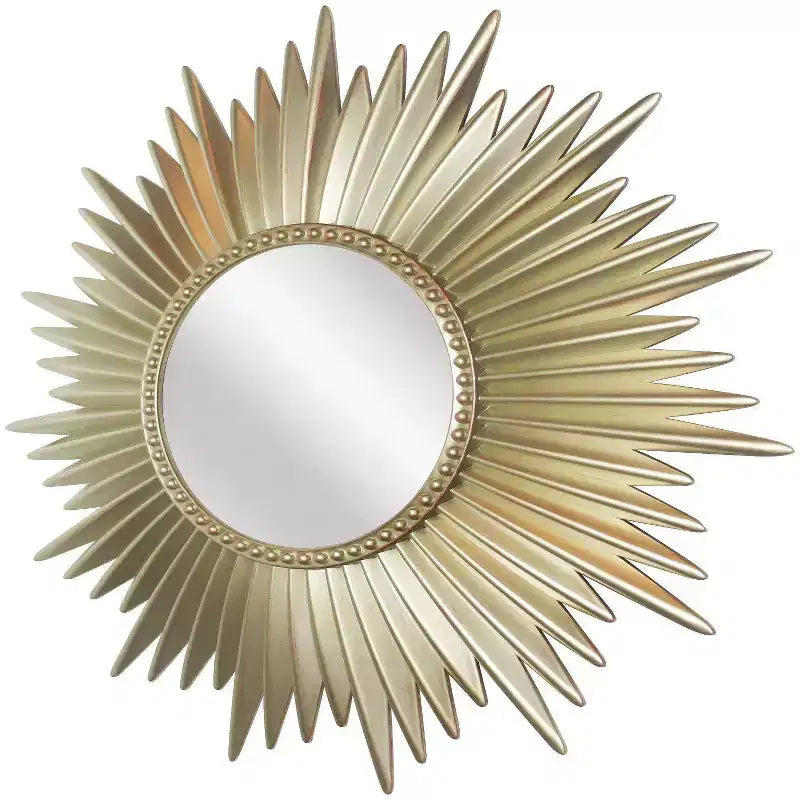 Specchio da parete a raggiera dorata da 24", cornice in plastica modellata, nessun assemblaggio richiesto
