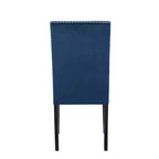 Sedie da pranzo Parsons in velluto con borchie cromate, set da 2, blu, gambe in legno di caucciù color espresso