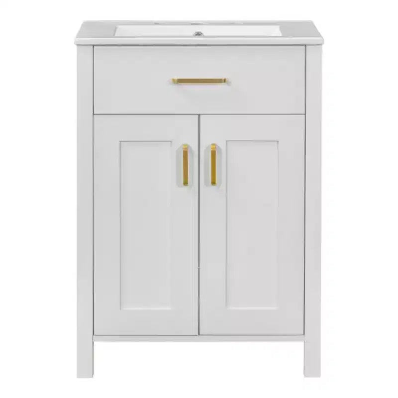 Mobiletto da bagno da 24 pollici con lavabo in ceramica, toletta lussuosa e salvaspazio