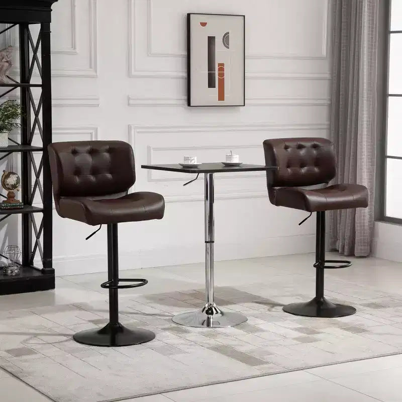 Sgabelli da Bar HOMCOM, Set da 2, Altezza Regolabile, Seduta Imbottita Spessa e Poggiapiedi in Metallo per Casa e Bar