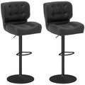 HOMCOM Bar Height Bar Stools Set of 2 with Adjustable Seat, Thick Padded Cushion and Metal Footrest for Home Bar