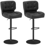 HOMCOM Bar Height Bar Stools Set of 2 with Adjustable Seat, Thick Padded Cushion and Metal Footrest for Home Bar