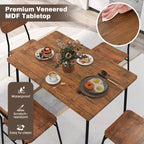 Set da pranzo industriale da 5 pezzi con 4 sedie e ripiano portaoggetti, nero e marrone