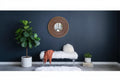 31.5 Inch Round Wooden Wall Mirror with Gold Iron Frame