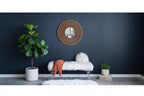 31.5 Inch Round Wooden Wall Mirror with Gold Iron Frame