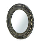 Specchio da parete rotondo da 67,3 cm, cornice con trama intrecciata nera e oro, MDF e vetro, riflesso cristallino