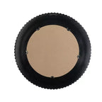 Specchio da parete rotondo da 67,3 cm, cornice con trama intrecciata nera e oro, MDF e vetro, riflesso cristallino