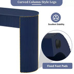 Tavolo consolle scanalato da 54" con 2 cassetti, piano ovale, gambe a colonna curve, moderno minimalista, blu