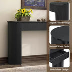 Tavolo consolle scanalato da 54" con 2 cassetti, piano ovale, gambe a colonna curve, moderno minimalista, blu