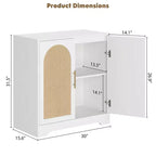 Madia Credenza con 2 Ante in Rattan, MDF, 2 Cassetti, Top 54 kg, Antiribaltamento