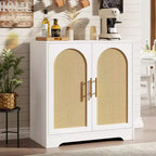 Madia Credenza con 2 Ante in Rattan, MDF, 2 Cassetti, Top 54 kg, Antiribaltamento