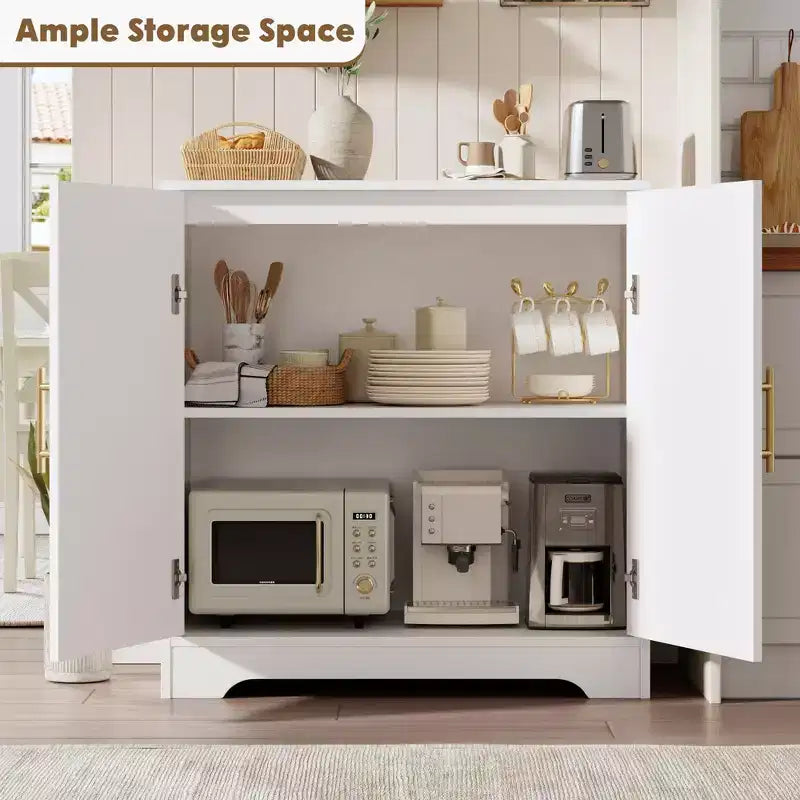 Madia Credenza con 2 Ante in Rattan, MDF, 2 Cassetti, Top 54 kg, Antiribaltamento