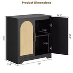 Madia Credenza con 2 Ante in Rattan, MDF, 2 Cassetti, Top 54 kg, Antiribaltamento