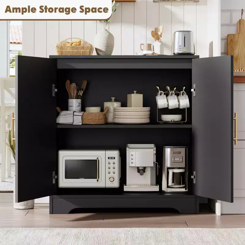 Madia Credenza con 2 Ante in Rattan, MDF, 2 Cassetti, Top 54 kg, Antiribaltamento