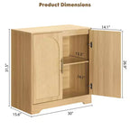 Madia Credenza con 2 Ante in Rattan, MDF, 2 Cassetti, Top 54 kg, Antiribaltamento