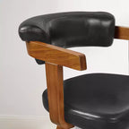 Sgabello da Bar Girevole in Similpelle con Braccioli e Poggiapiedi, Set da 2, Struttura in Legno di Frassino Bianco, 150 kg