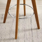 Sgabello da Bar Girevole in Similpelle con Braccioli e Poggiapiedi, Set da 2, Struttura in Legno di Frassino Bianco, 150 kg