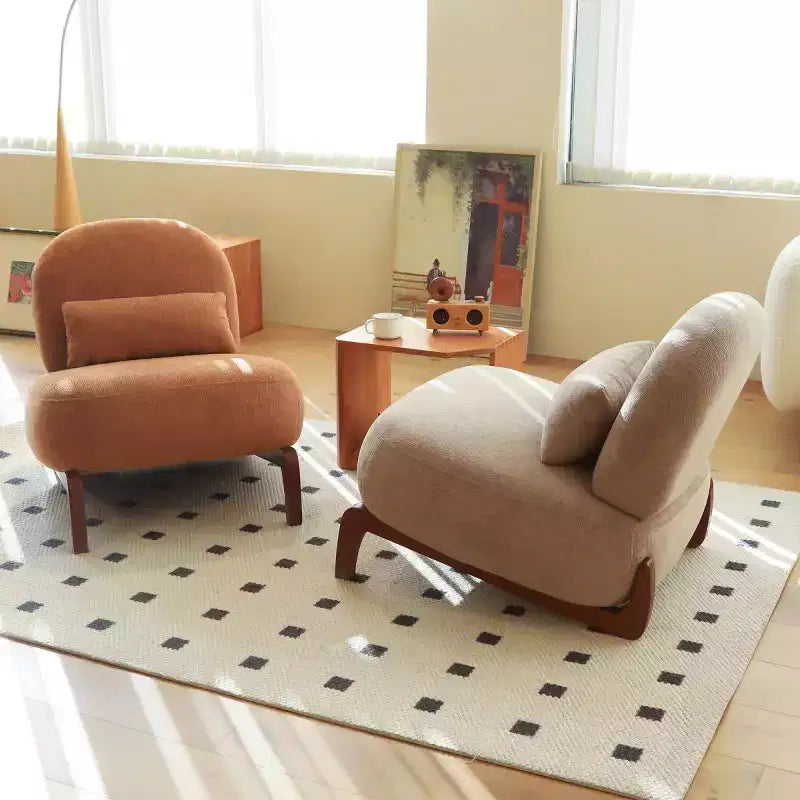 Sedia moderna senza braccioli, imbottita, in poliestere bianco, con gambe in legno massiccio, sedia compatta da lettura