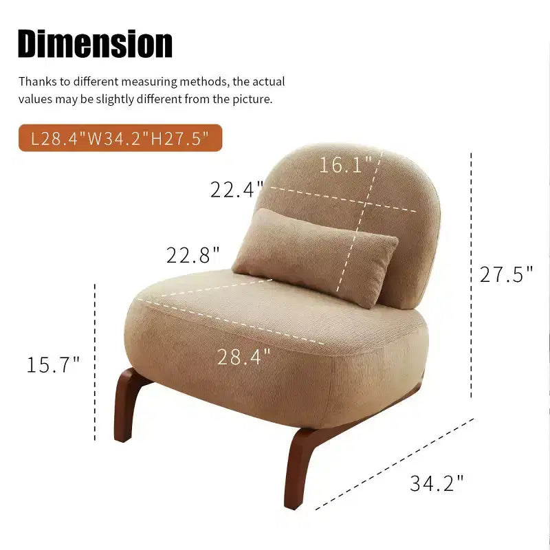 Sedia moderna senza braccioli, imbottita, in poliestere bianco, con gambe in legno massiccio, sedia compatta da lettura