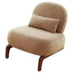 Sedia moderna senza braccioli, imbottita, in poliestere bianco, con gambe in legno massiccio, sedia compatta da lettura