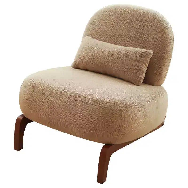 Sedia moderna senza braccioli, imbottita, in poliestere bianco, con gambe in legno massiccio, sedia compatta da lettura