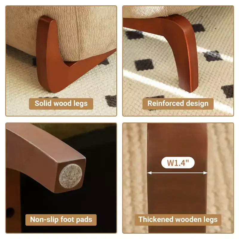 Sedia moderna senza braccioli, imbottita, in poliestere bianco, con gambe in legno massiccio, sedia compatta da lettura