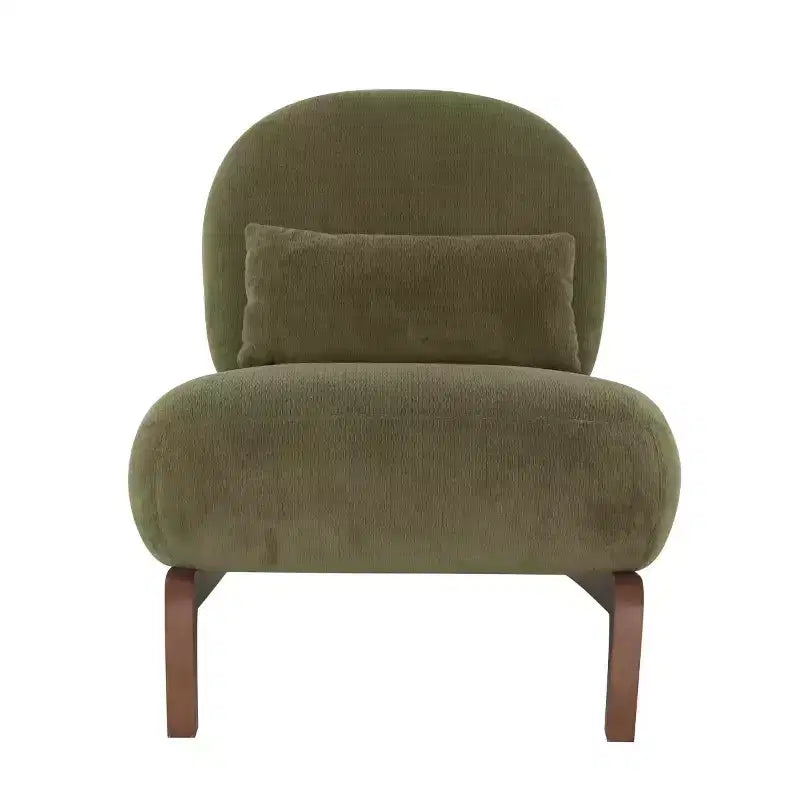 Sedia moderna senza braccioli, imbottita, in poliestere bianco, con gambe in legno massiccio, sedia compatta da lettura