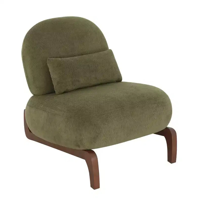 Sedia moderna senza braccioli, imbottita, in poliestere bianco, con gambe in legno massiccio, sedia compatta da lettura
