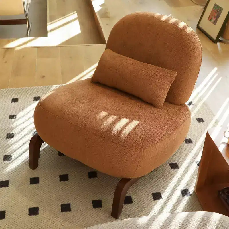 Sedia moderna senza braccioli, imbottita, in poliestere bianco, con gambe in legno massiccio, sedia compatta da lettura