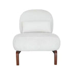 Sedia moderna senza braccioli, imbottita, in poliestere bianco, con gambe in legno massiccio, sedia compatta da lettura