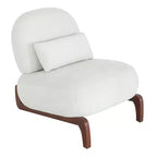Sedia moderna senza braccioli, imbottita, in poliestere bianco, con gambe in legno massiccio, sedia compatta da lettura