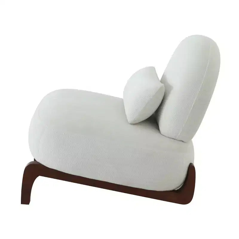Sedia moderna senza braccioli, imbottita, in poliestere bianco, con gambe in legno massiccio, sedia compatta da lettura