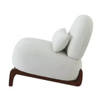 Sedia moderna senza braccioli, imbottita, in poliestere bianco, con gambe in legno massiccio, sedia compatta da lettura