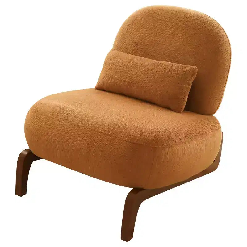 Sedia moderna senza braccioli, imbottita, in poliestere bianco, con gambe in legno massiccio, sedia compatta da lettura