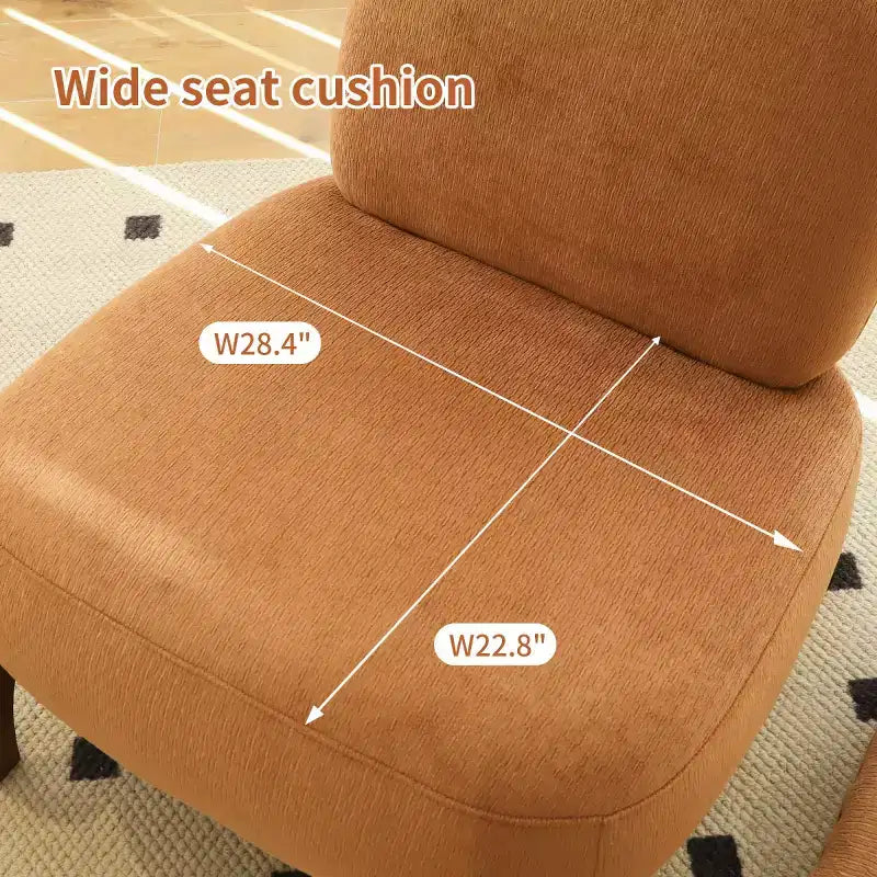 Sedia moderna senza braccioli, imbottita, in poliestere bianco, con gambe in legno massiccio, sedia compatta da lettura