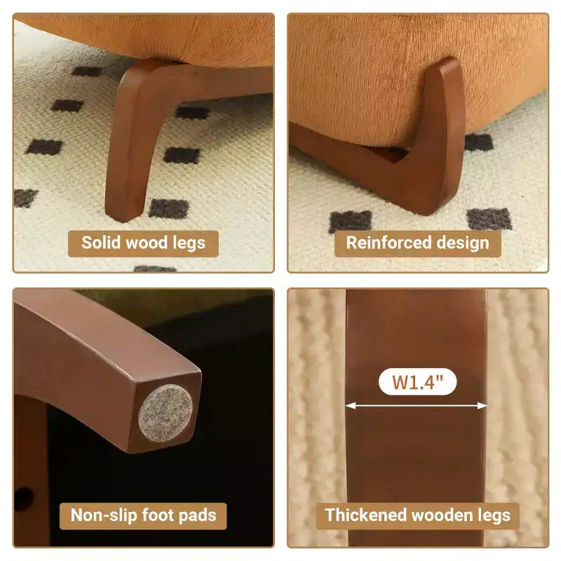Sedia moderna senza braccioli, imbottita, in poliestere bianco, con gambe in legno massiccio, sedia compatta da lettura
