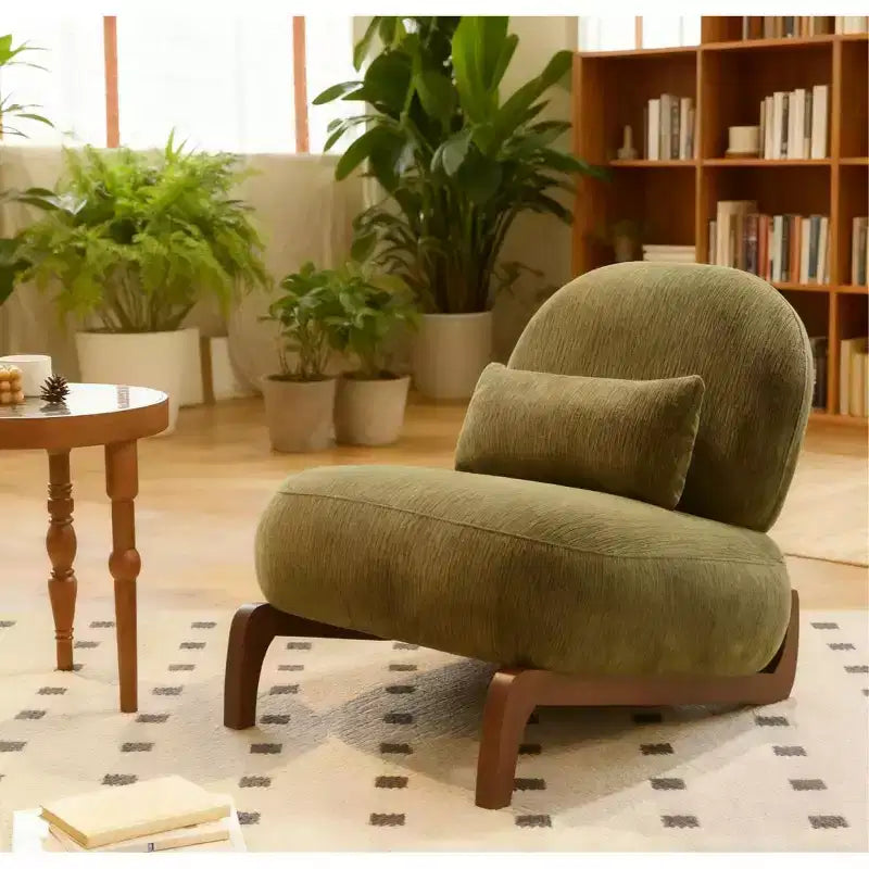 Sedia moderna senza braccioli, imbottita, in poliestere bianco, con gambe in legno massiccio, sedia compatta da lettura