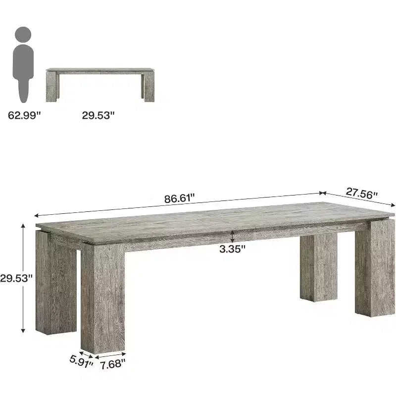 Scrivania per computer biposto da 86", postazione di lavoro doppia moderna, finitura legno grigio, MDF, ufficio domestico