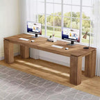 Scrivania per computer biposto da 86", postazione di lavoro doppia moderna, finitura legno grigio, MDF, ufficio domestico