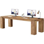 Scrivania per computer biposto da 86", postazione di lavoro doppia moderna, finitura legno grigio, MDF, ufficio domestico