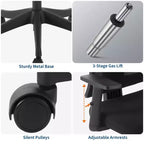 Sedia da ufficio ergonomica in rete nera con supporto per il collo, traspirante, regolabile, base con ruote