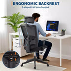 Sedia da ufficio ergonomica in rete nera con supporto per il collo, traspirante, regolabile, base con ruote