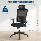 Sedia da ufficio ergonomica in rete nera con supporto per il collo, traspirante, regolabile, base con ruote