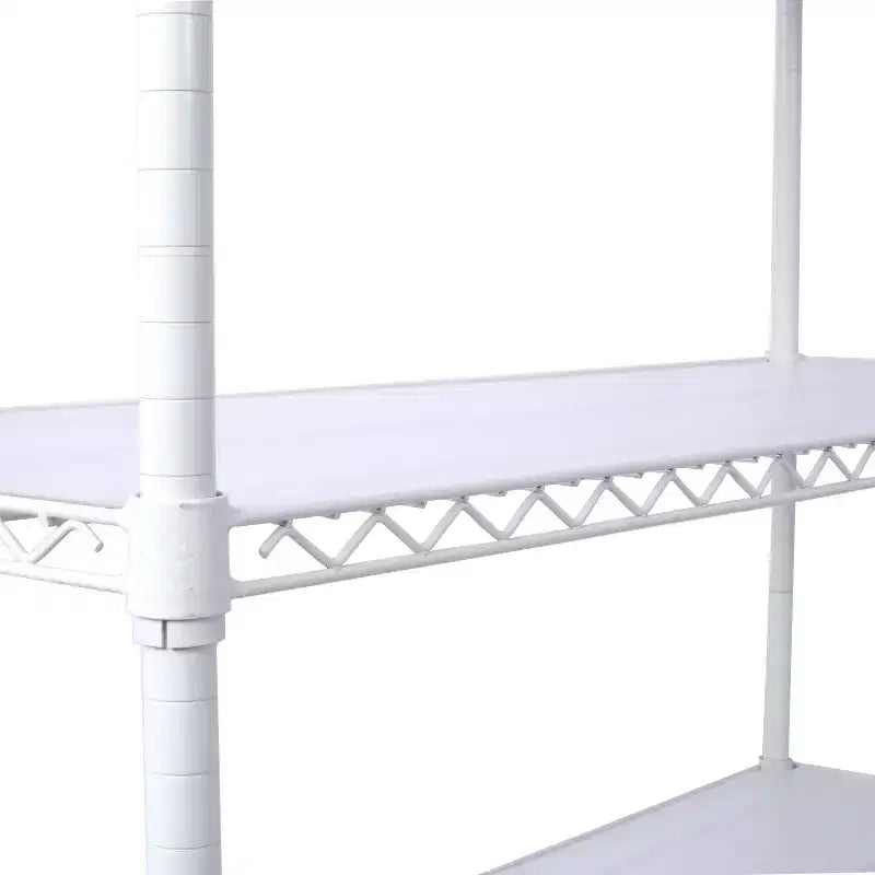 Scaffalatura in metallo a 6 ripiani, certificata NSF, capacità 2720 kg, regolabile, con ruote e copriripiani, colore bianco, altezza 213 cm