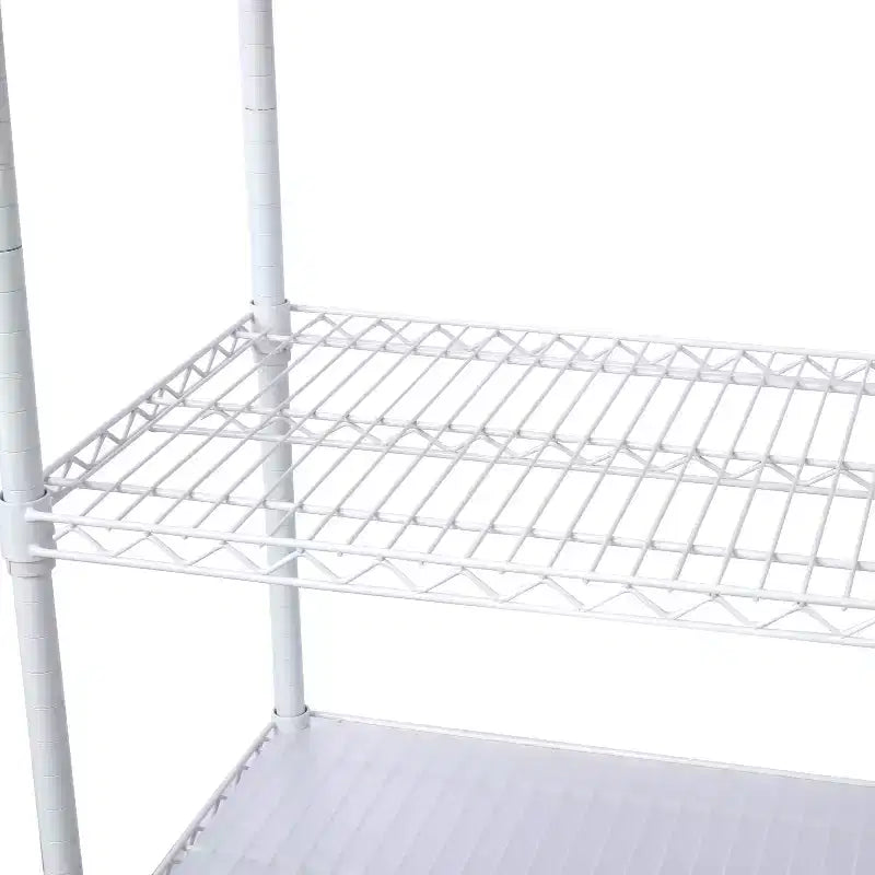 Scaffalatura in metallo a 6 ripiani, certificata NSF, capacità 2720 kg, regolabile, con ruote e copriripiani, colore bianco, altezza 213 cm
