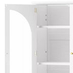 Libreria alta 183 cm con luci LED RGB, cassetto e ante in vetro, 6 ripiani, bianca